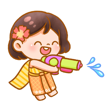 Cheerful Girl Playing with Water Festive Handdrawn png