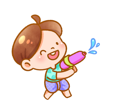 Cheerful Child Play with Water Festive Handdrawn png
