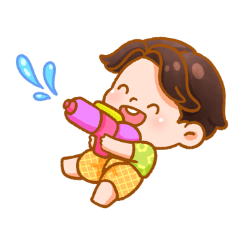 Cheerful Child Playing with Water Festival Handdrawn png