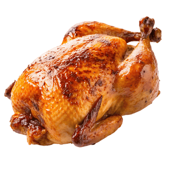 Roasted chicken, golden brown and juicy. png