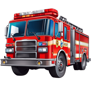 Powerful Fire Engine with Shiny Red Exterior and Rescue Tools png