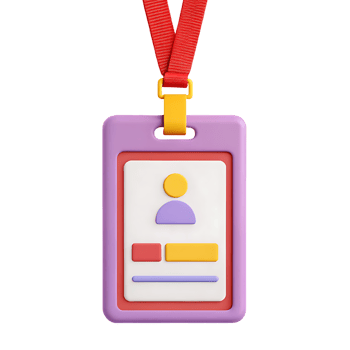 3d render id badge red lanyard purple border png