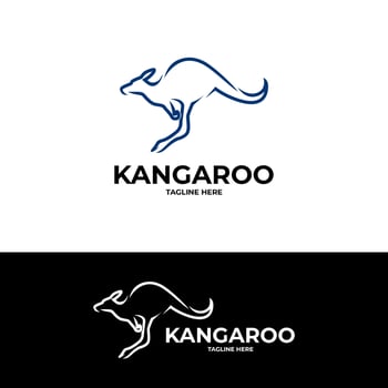 kangaroo abstract line shape logo design vector
