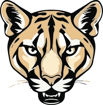 A puma head with a black and white background vector