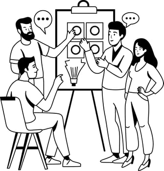 A glyph illustration of employee discussion vector