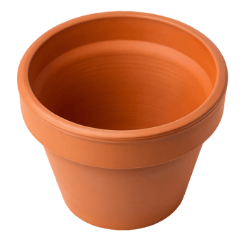 Empty terracotta flower pot, top view. png