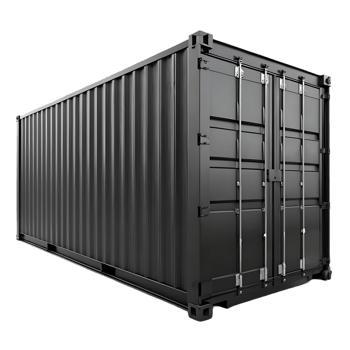 Black shipping container isolated png
