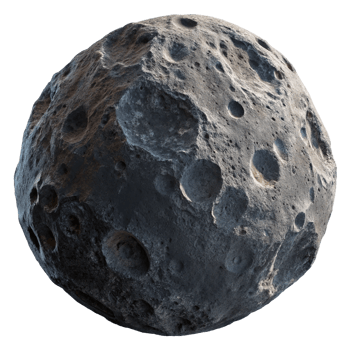 Isolated dark gray asteroid png