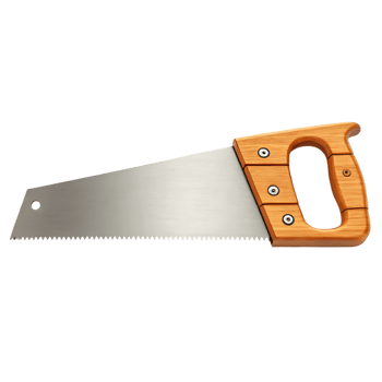 Hand saw with wooden handle isolated png