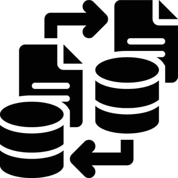 Data Replication, Data Backup, Data Duplication Glyph Solid Icon vector