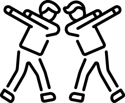 Two friends doing dab together, linear style icon vector