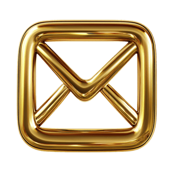 Luxurious Golden Envelope Icon with 3D Effect on Transparent Background png