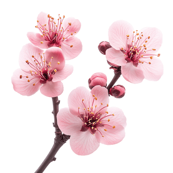 Plum flowers isolated on transparent background png