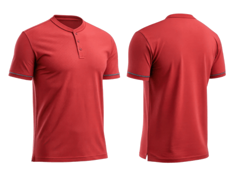 stylish red t shirt template featuring modern design with buttoned collar and short sleeves perfect for casual wear png