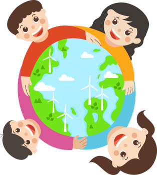 children's embracing the earth with renewable energy protect our planet Earth png