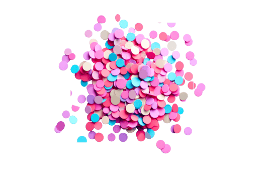 Colorful confetti scattered on a transparent background png