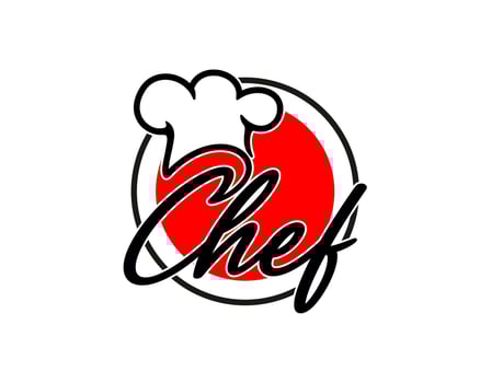Japanese sushi icon, chef cook hat, Asian cuisine vector