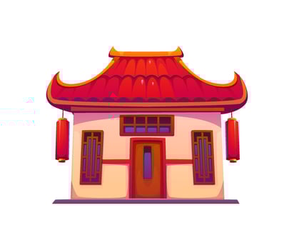 Cartoon Asian building Chinese or china town house vector