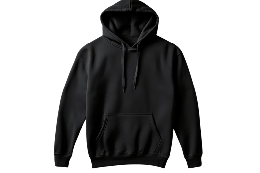 Stylish black hoodie with a modern design and comfortable fit png