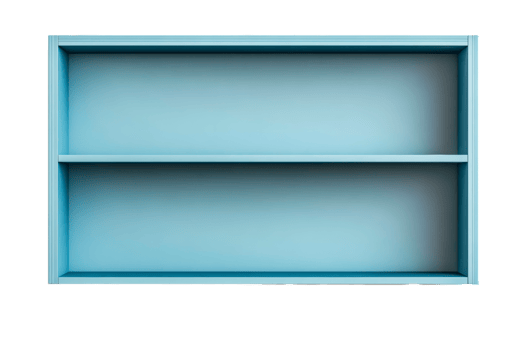 Blue wooden shelf with two compartments for display png