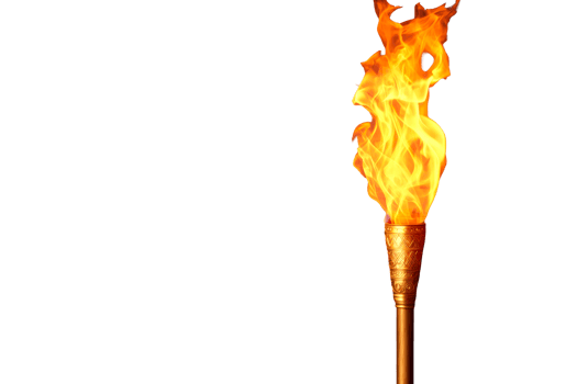 A vibrant flame dances atop a beautifully designed torch png