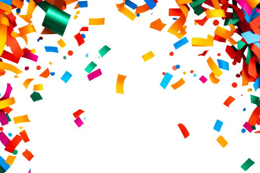 Colorful confetti celebration with vibrant design elements png