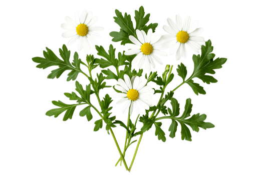 White daisies with green leaves on a clear background png
