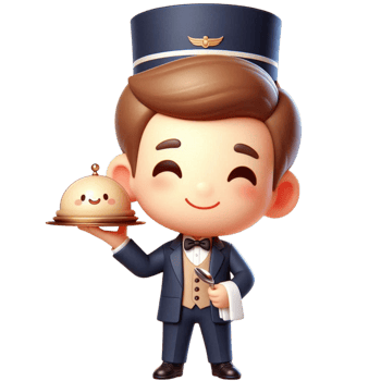 Cartoon Bellboy Holding Dessert png