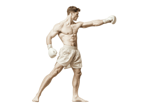 Boxer throwing a punch with determination and strength png