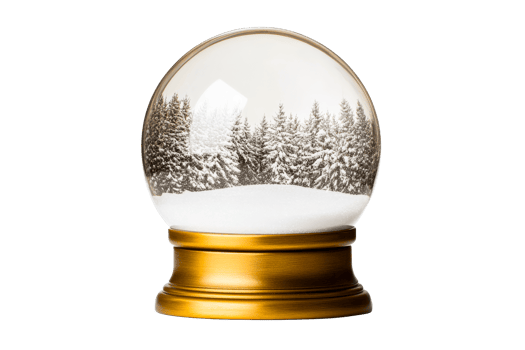 Snow globe with winter forest scene and golden base png