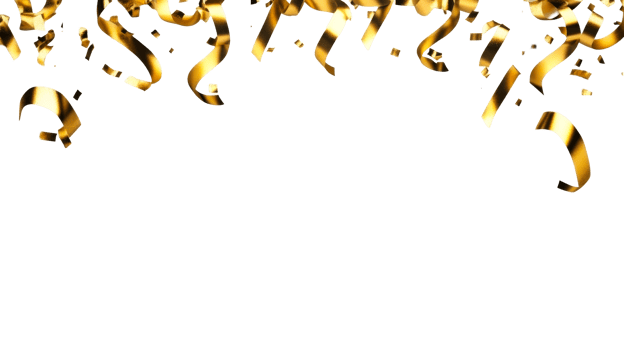 Celebrate with golden confetti ribbons for joyful occasions png