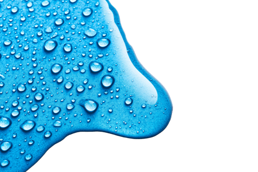 Bright blue water droplets on transparent background with smooth edges png