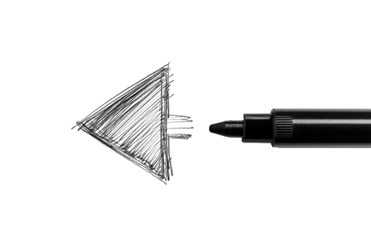 Black marker drawing a triangle on clear background png