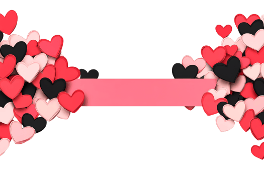 Heart shapes in various colors on a transparent background png