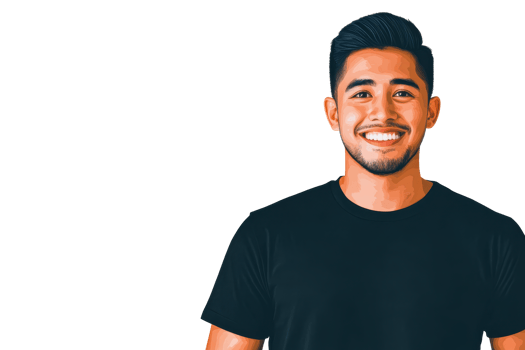 Smiling young man in black t shirt on a transparent background png