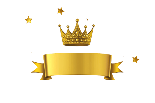 Golden crown and banner design for celebration or award ceremony png