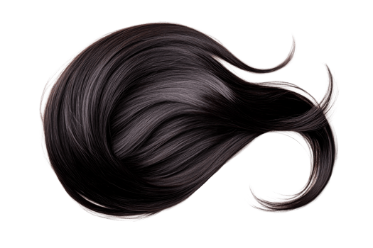 Elegant black hair with a smooth texture on a clear background png