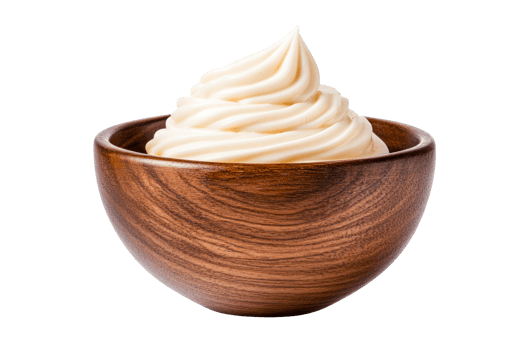 Creamy vanilla dessert served in a wooden bowl for delight png