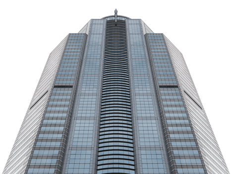 Bottom up view tower office building png