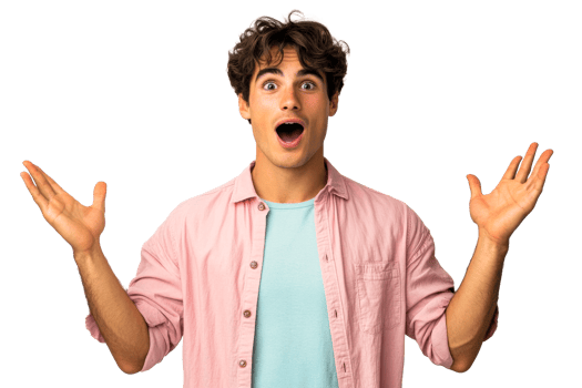 Excited young man against a clear background png