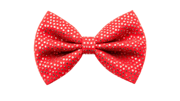 Stylish Red Bow Tie with Silver Sequins Decoration, cut out transparent png