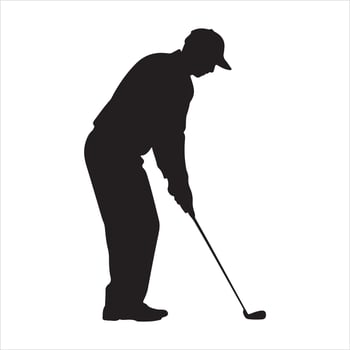 Silhouette of a Golfer Swinging Golf Club vector