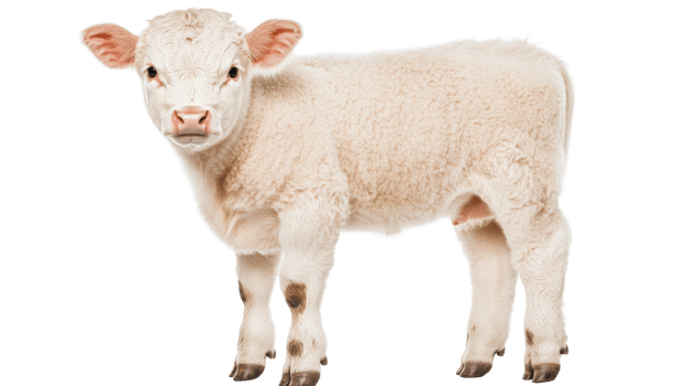 White calf, dairy cattle, beef livestock, domestic animal, isolated, cut out transparent png
