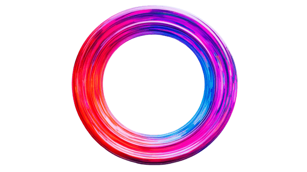 Abstract vibrant brushstroke circle design element on black , cut out transparent png