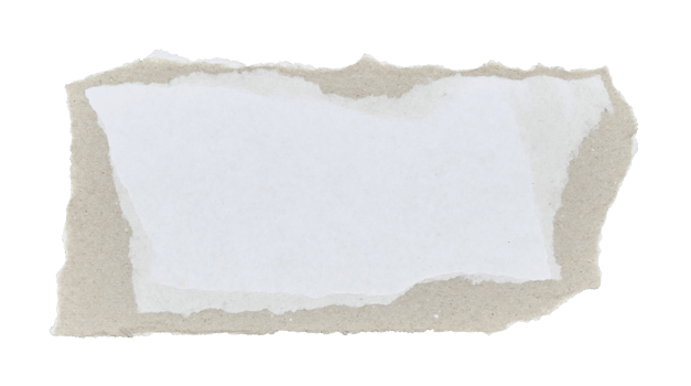 white paper ripped torn cutout on transparent background . png