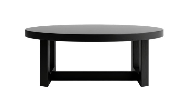Round wooden coffee table with legs, furniture, cut out transparent png