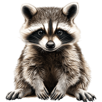 Fluffy Baby Raccoon Sitting on White Looking Cute png