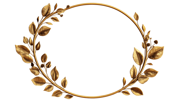 Golden leaves frame wreath, elegant design isolated, cut out transparent png
