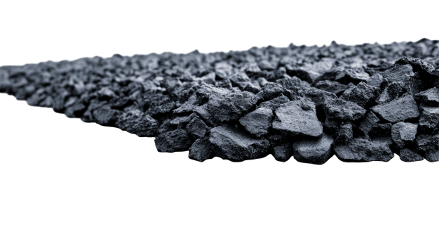 Pile of textured coal and rocks, black background, cut out transparent png