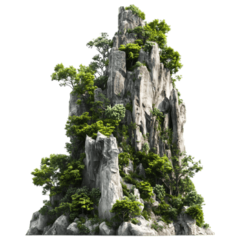 Nature Rock Formation with Trees Top Isolated transparent background png